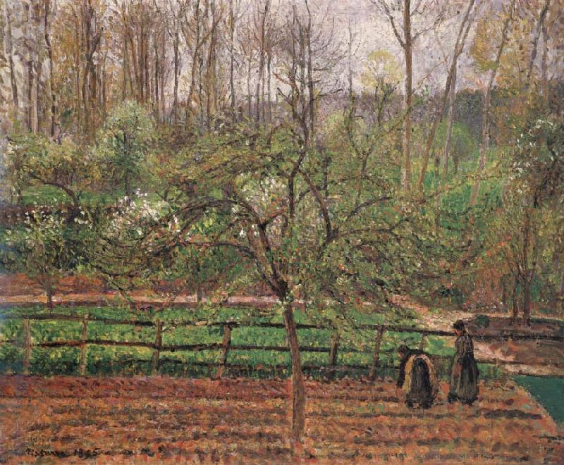 Camille Pissarro Springtime,grey weather,Eragny